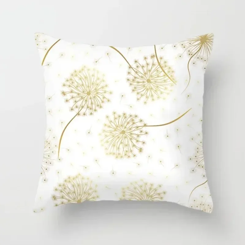 Home Decor Gold Flower Leaf Cushion Cover Throw Pillow Suitable for Sofa Chair Pillow Cover