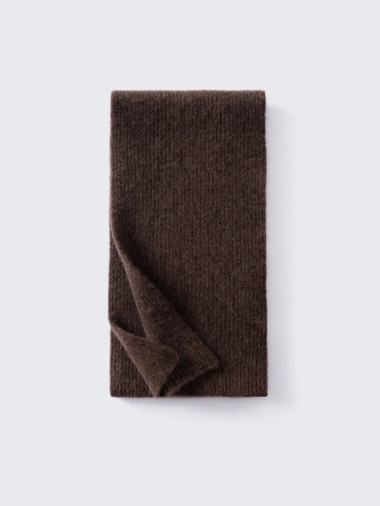 RIBLINE SCARF 90% Fine Alpaca 10% Cashmere Ribbed Scarf Undyed Thick Plush Knit Winter Neck Wrap Rectangular Knit Muffler
