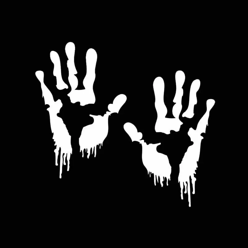 Car Stickers Bloody Handprints Funny PVC Car Decoration Accessories Decals Creative Waterproof Sunscreen Black/white,16cm*15cm