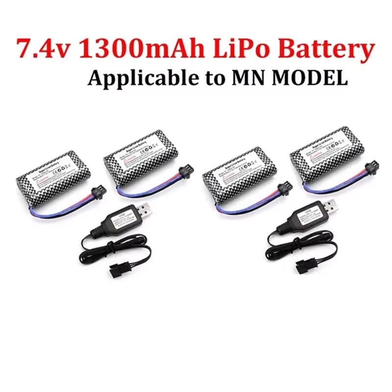 MN82 LC79 Accessory RCcar Remote Control Car Battery 7.4V 1300mah Battery Charger for MN82SMN82PROMN99SMN128