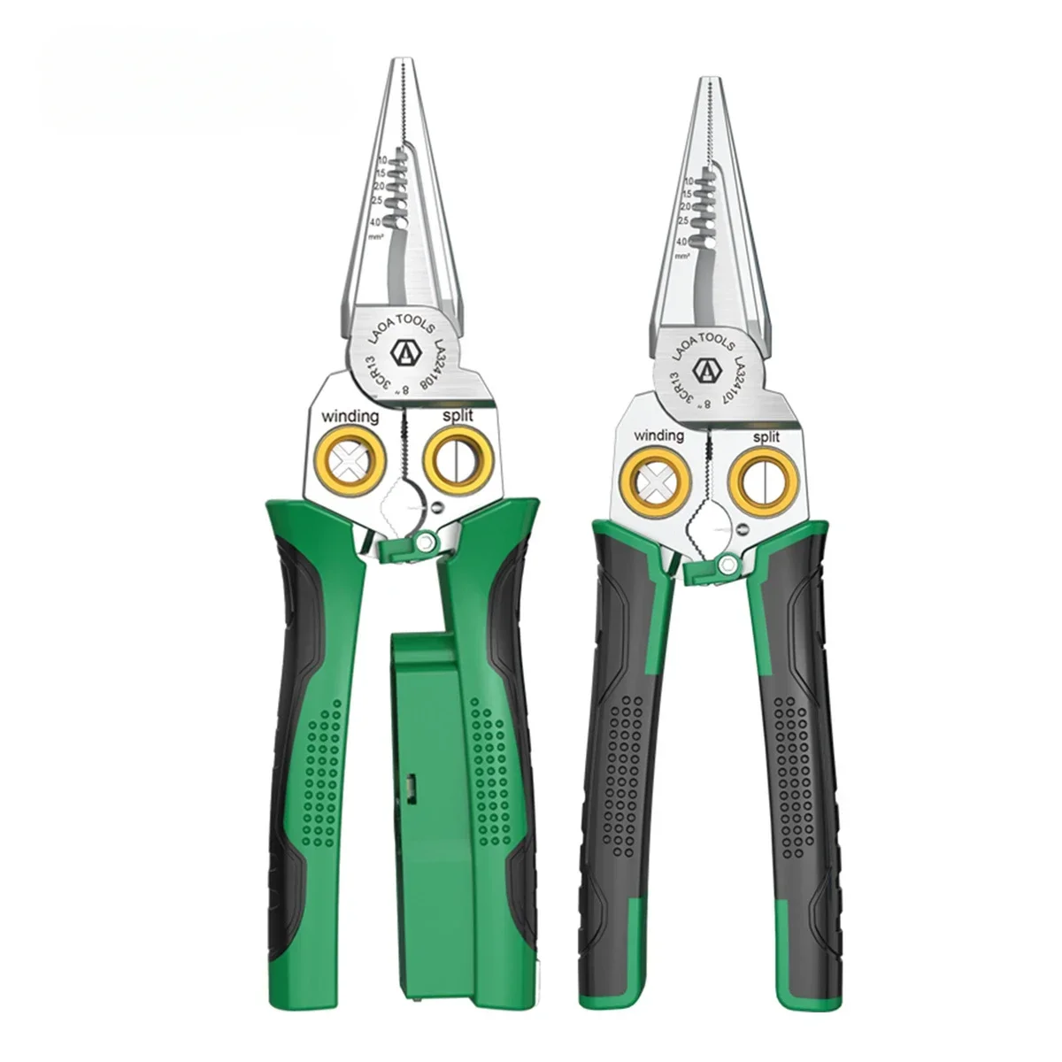 

Laoa 7-In-1 Stainless Steel Multifunctional Electrician Wire Stripping and Winding Pliers 8-In-1 with Measuring Pen