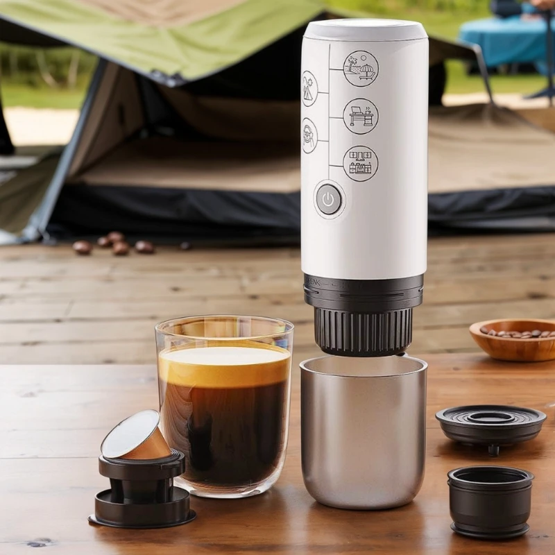 

2-in-1 Electric Capsule Coffee Machine Espresso Maker for Car Home Camping with Capsule Powder Adapter Nespresso for Dolce Gusto