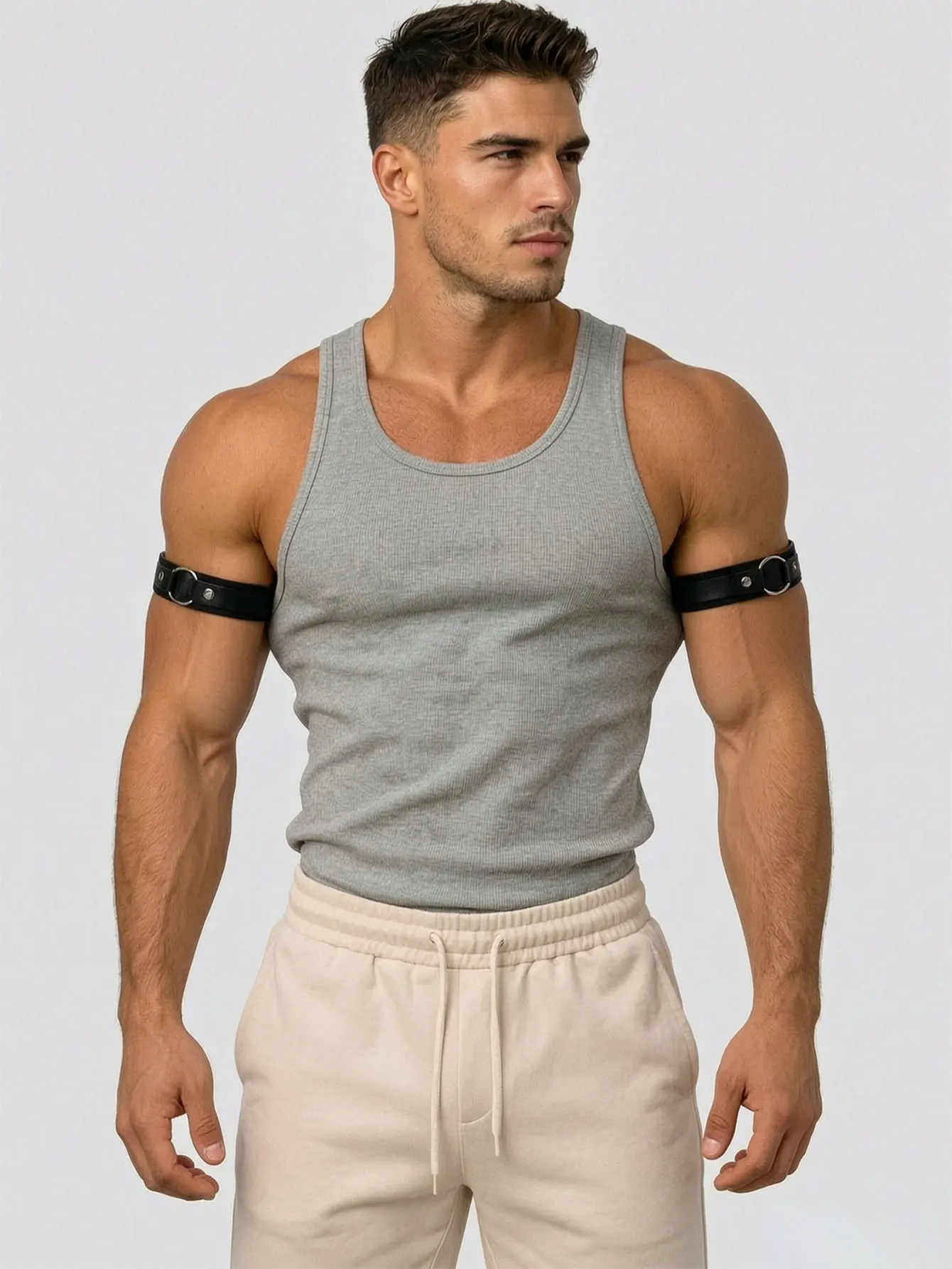 Modisches schwarzes Lederarmband für Herren, verstellbares Armband mit Riemen, Harajuku Goth Punk-Stil, Armband, Punk, dekoratives Zubehör