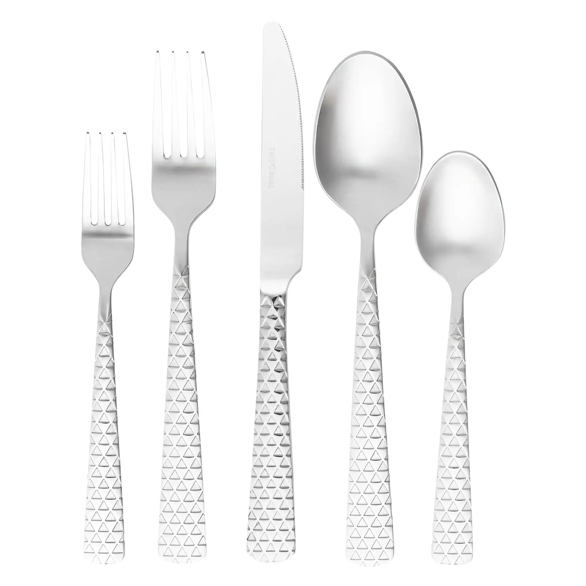 

20-Piece Stainless Steel Medallion Flatware Set, Silver (Service for 4)， spoon set NoEnName_Null
