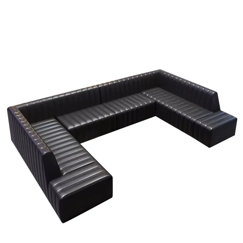 Light luxury bar restaurant KTV sofa booth office Karaoke room box coffee table table and chair combination solid wood leather s