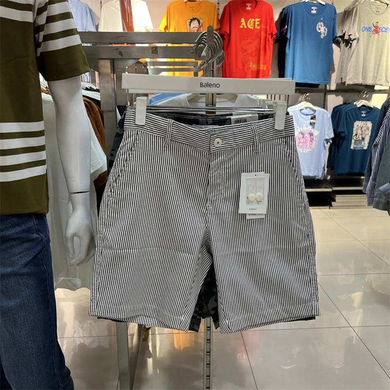 Bal masculino verão novo linho orts respirável fino cinco pontos calças de praia perna reta casual lazer orts 880033