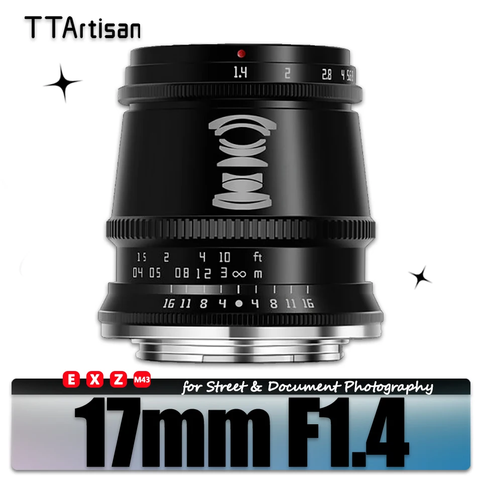 

TTArtisan APS-C 17mm F1.4 Large Aperture Wide Angle Camera Lens Suitable for Travel Humanities Photography with E X M43 M mount
