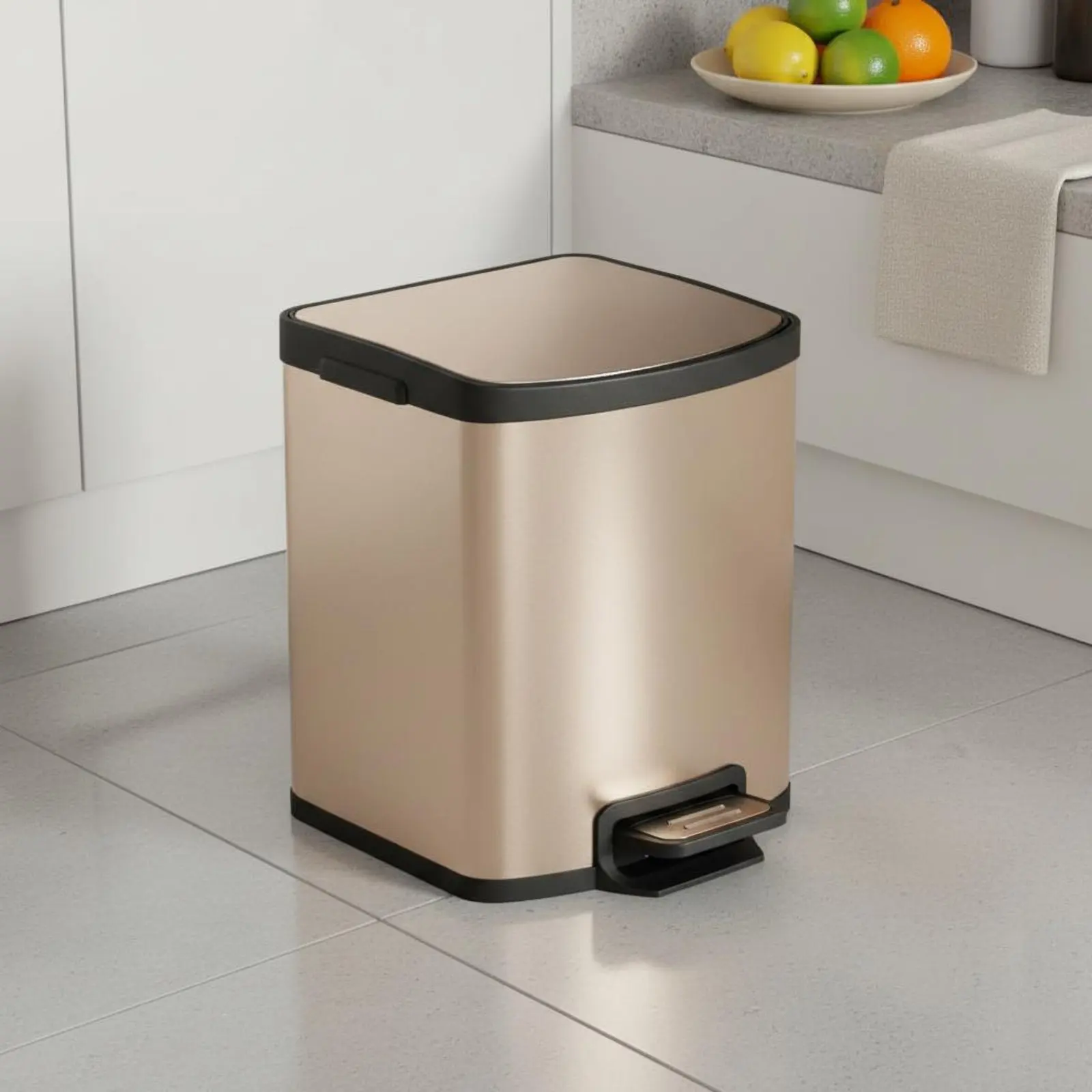 

New Chinese Design Trash Can Odor-Sealing Wood Grain Trash Can Wood Grain Waste Bin Easy to Clean Household Supplies Space