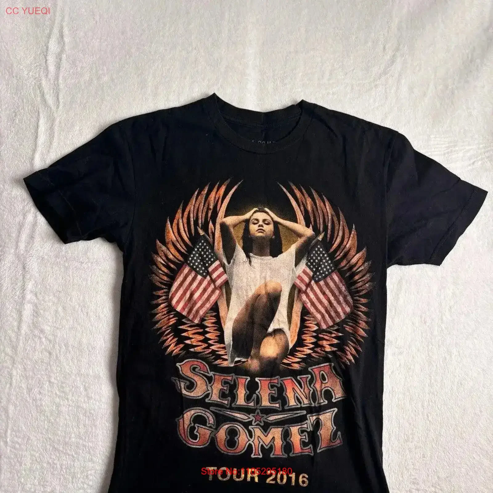 Selena Gomez Revival Tour 2016 Black  T Shirt Y2K Wings Women's XS vintage Washed Comfortable designer clothes graphic
