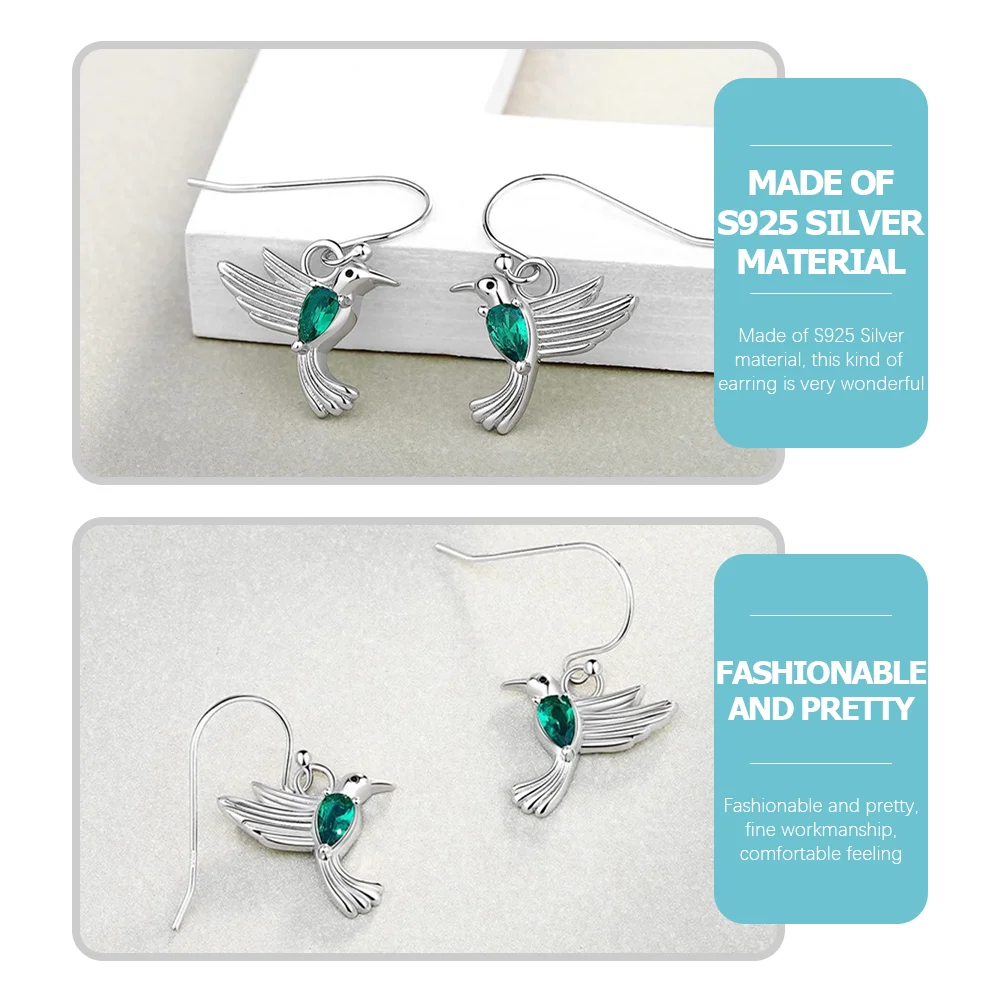 Gifts Hummingbird Earrings Women's Jewelry for 925 Sterling Silver Statement Miss