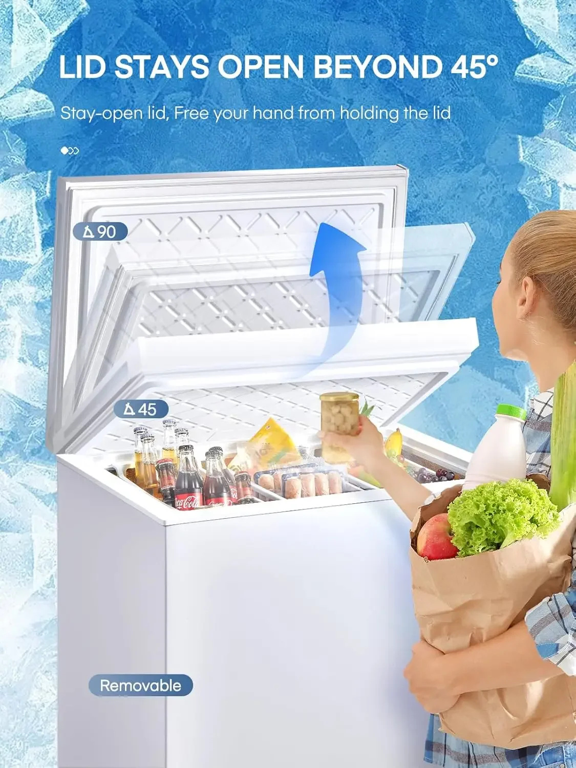 

7.0 Cubic Feet Chest Freezer, FOHERE Deep Freezer with 3 Removable Storage Baskets, Adjustable Thermostat Compact Small Freezer