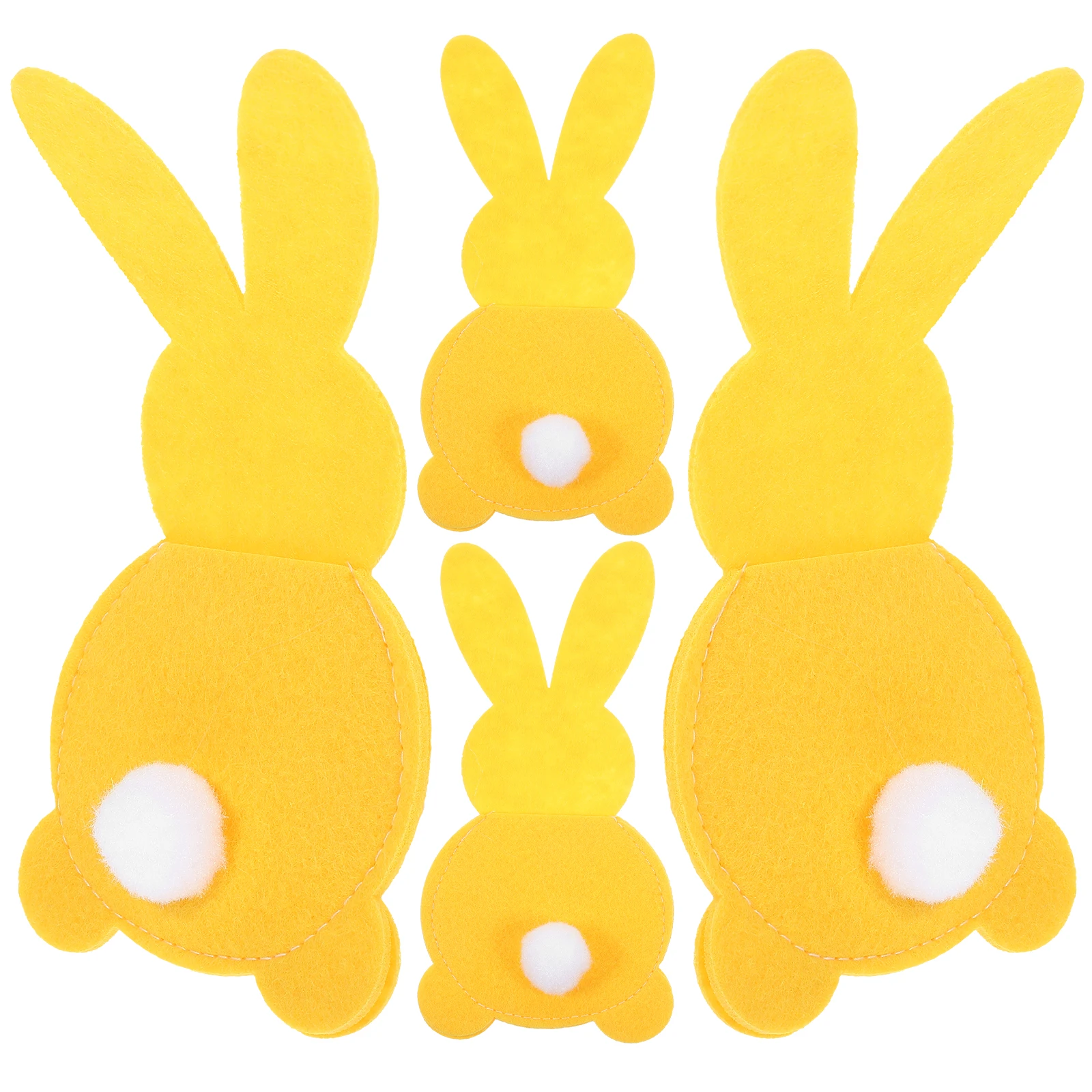 

4pcs Shape Cutlery Bag Adorable Fork Pouches Bunny Fork Knife Holder Yellow Easter Kitchen Bar Utensil Storage
