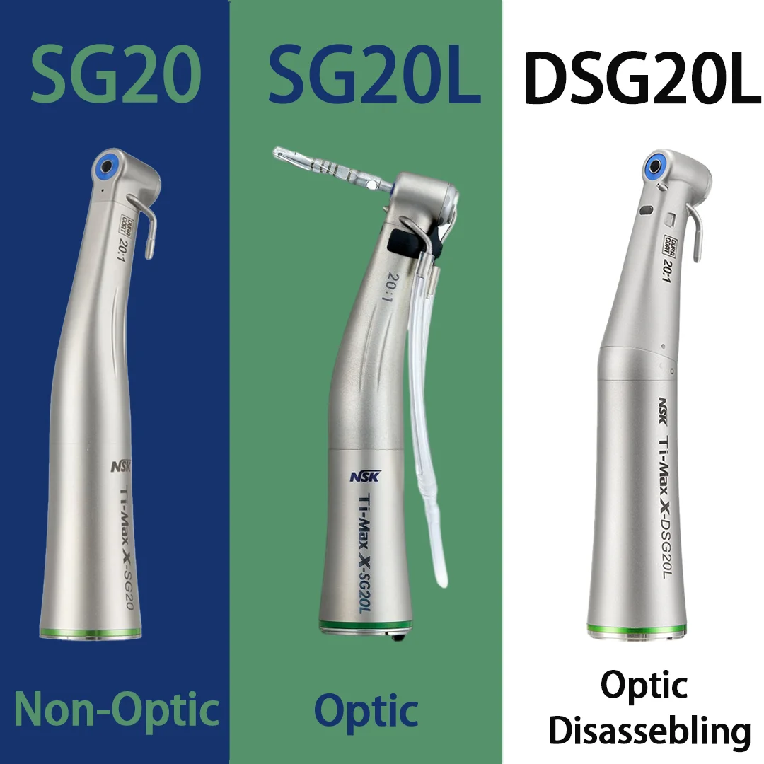 NSK Ti-Max X-DSG20L SG20L SG20 20:1 Contra Angle Detachable Dental Surgery Implant Handpiece External and Internal Cooling LED