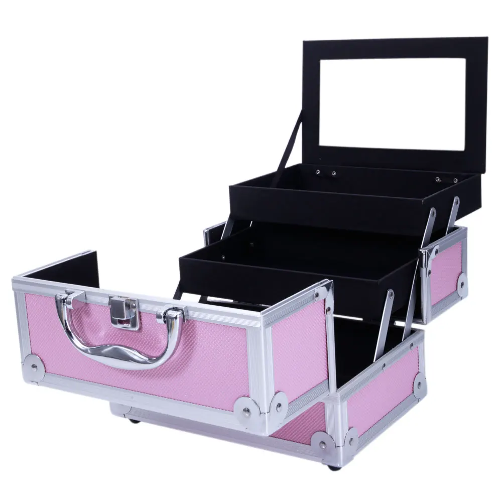 Pink Aluminum Alloy Makeup Cas - Woman Beauty Makeup avaliação e preço