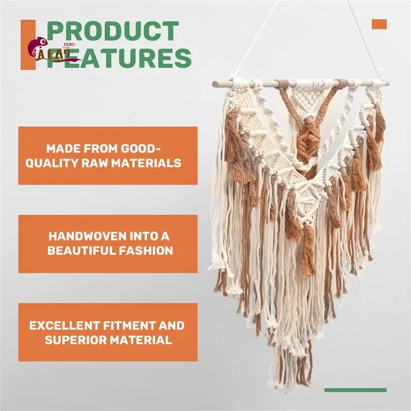 

AEA9-Hand-Woven Color Macrame Wall Hanging Ornament Bohemian Craft Decoration Gorgeous Tapestry For Home Livingroom Decor
