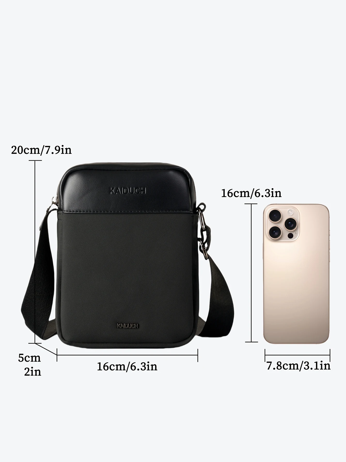 Leichte Umhängetasche aus PU-Leder für Herren, lässige Schultertasche mit mehreren Reißverschlusstaschen, wasserabweisende Brusttasche – Detail 20