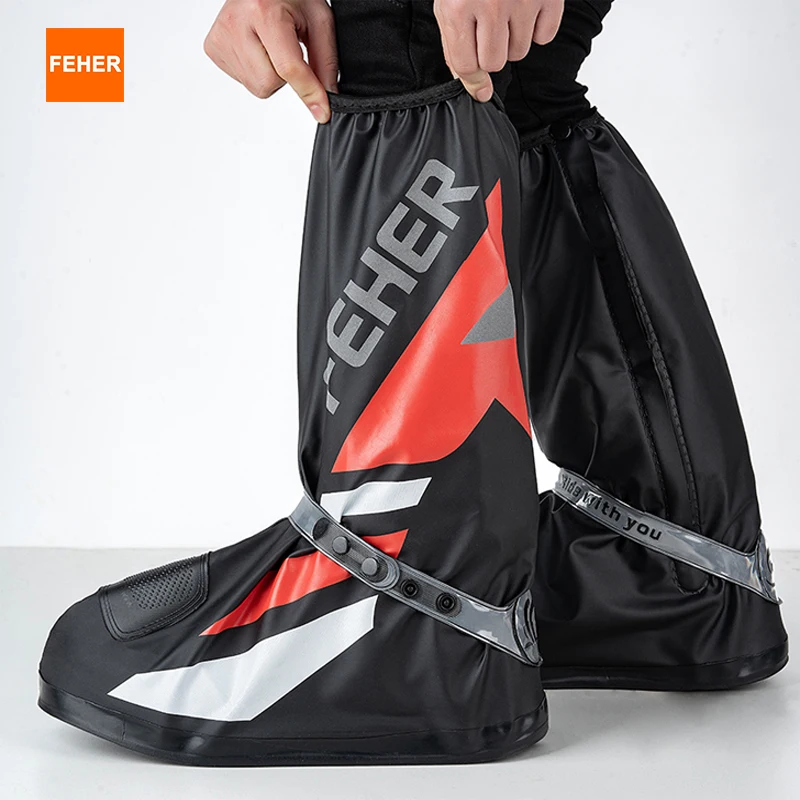 

FEHER Motorcycle Boots Cover JK-322 Waterproof and Anti-mud Thickened PVC Tear-resistant Anti-slip Motorbike Shoe Cover