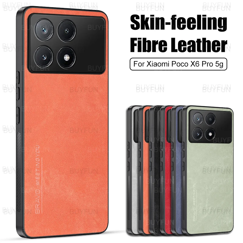 Skin Feeling Fibre Leather Shell For Xiaomi Poco X6 Pro 2024 6.67 inches Phone Protective Case X6pro Poko M6 5G 6.74inch PocoM6