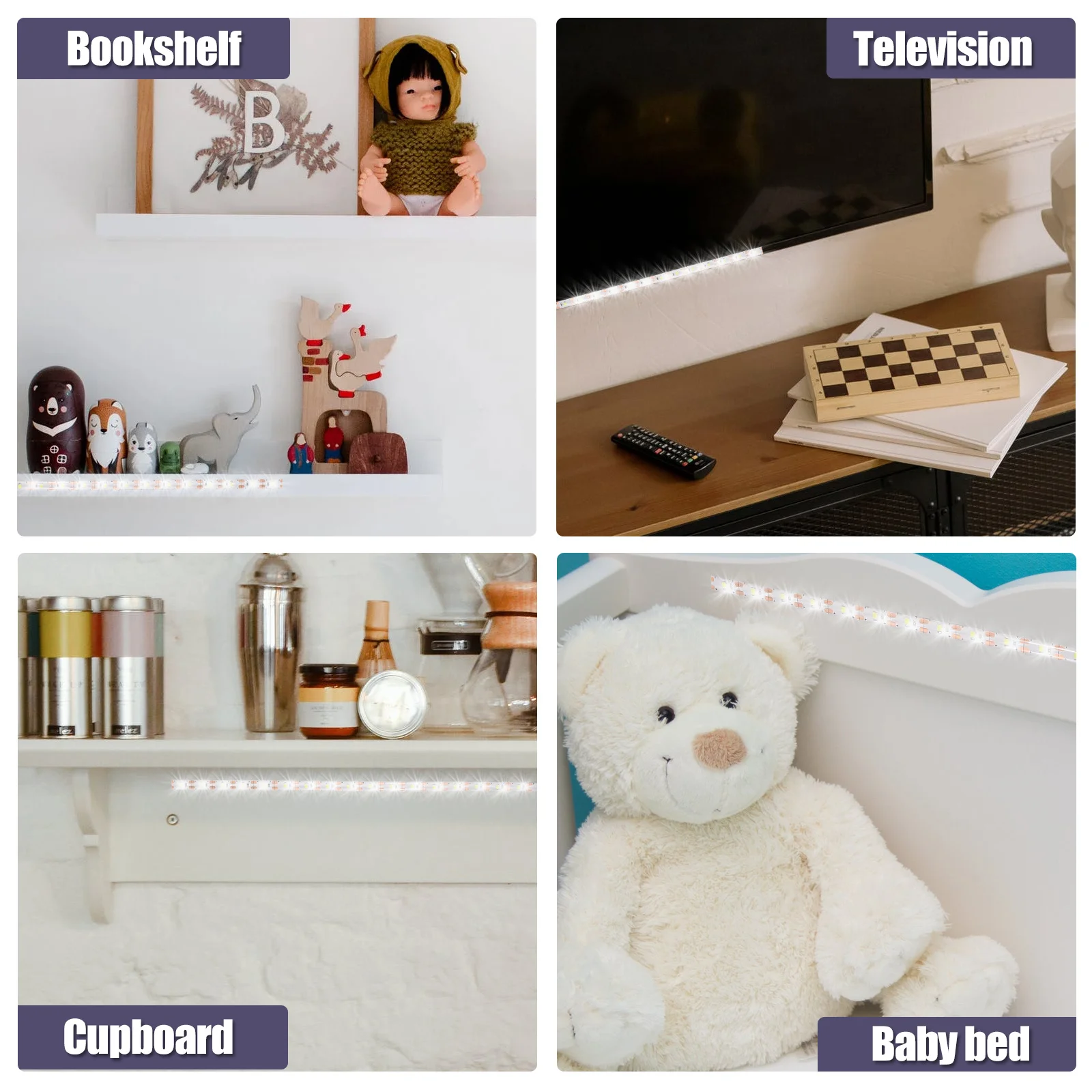 شريط إضاءة LED ذاتي اللصق بطول 2 متر 5 فولت USB 6500K أبيض بارد لمصباح ماكينة الخياطة مع التحكم باللمس سهل التركيب بدون أدوات