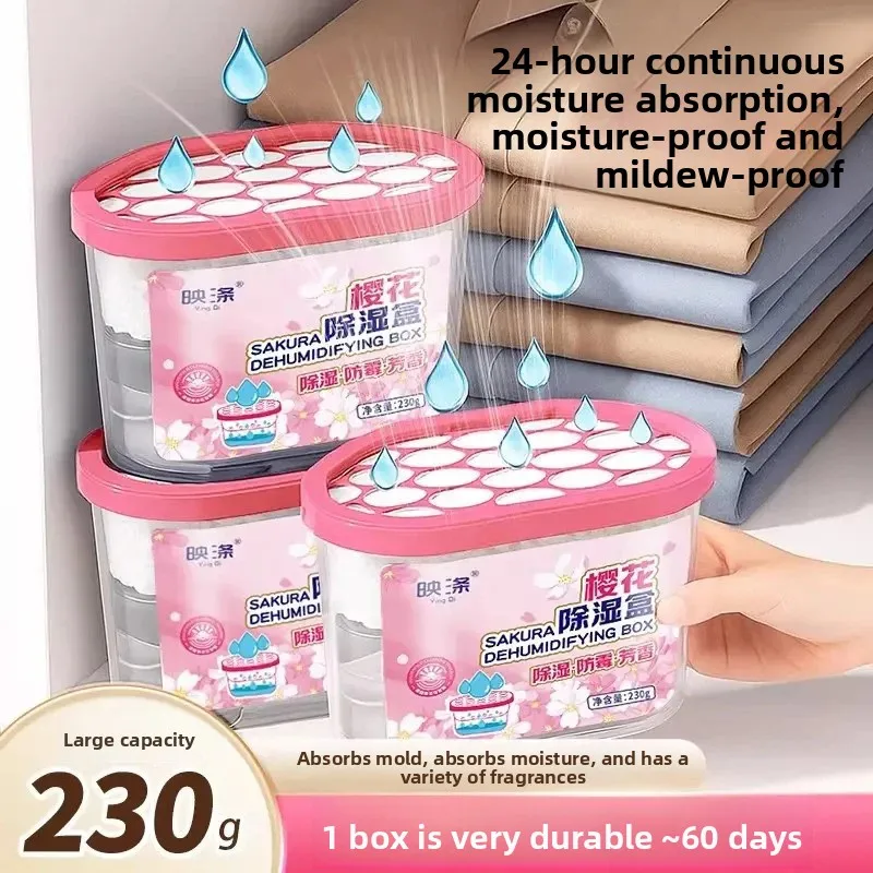 Cherry Blossom Fragrance Dehumidifier Box, Student Dormitory Wardrobe Special Desiccant, Strong Plum Rain Moisture Absorption