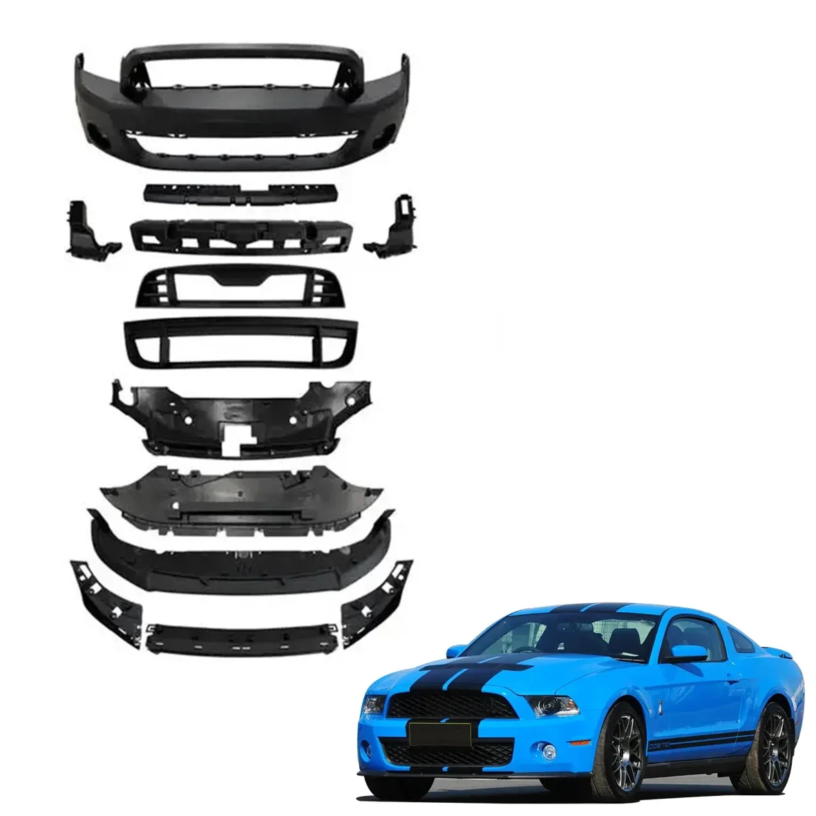 

B SUPUMAN Performance Front Bumper Kit for Ford Mustang Gt500 Front Bumper Body Kit V6 Gt Style 2010 2011 2012 2013 2014 Plastic