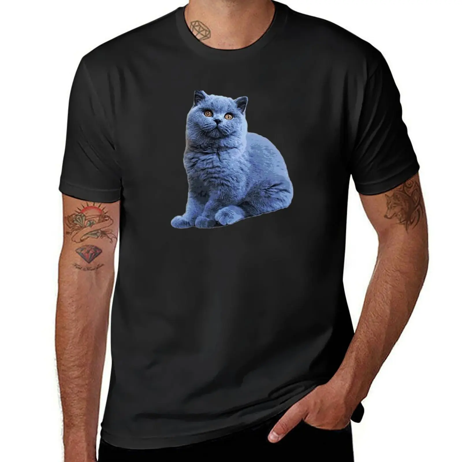 

British Shorthair Cat Cute Blue Kitten Art T-Shirt for a boy oversizeds customizeds cute clothes t shirt men