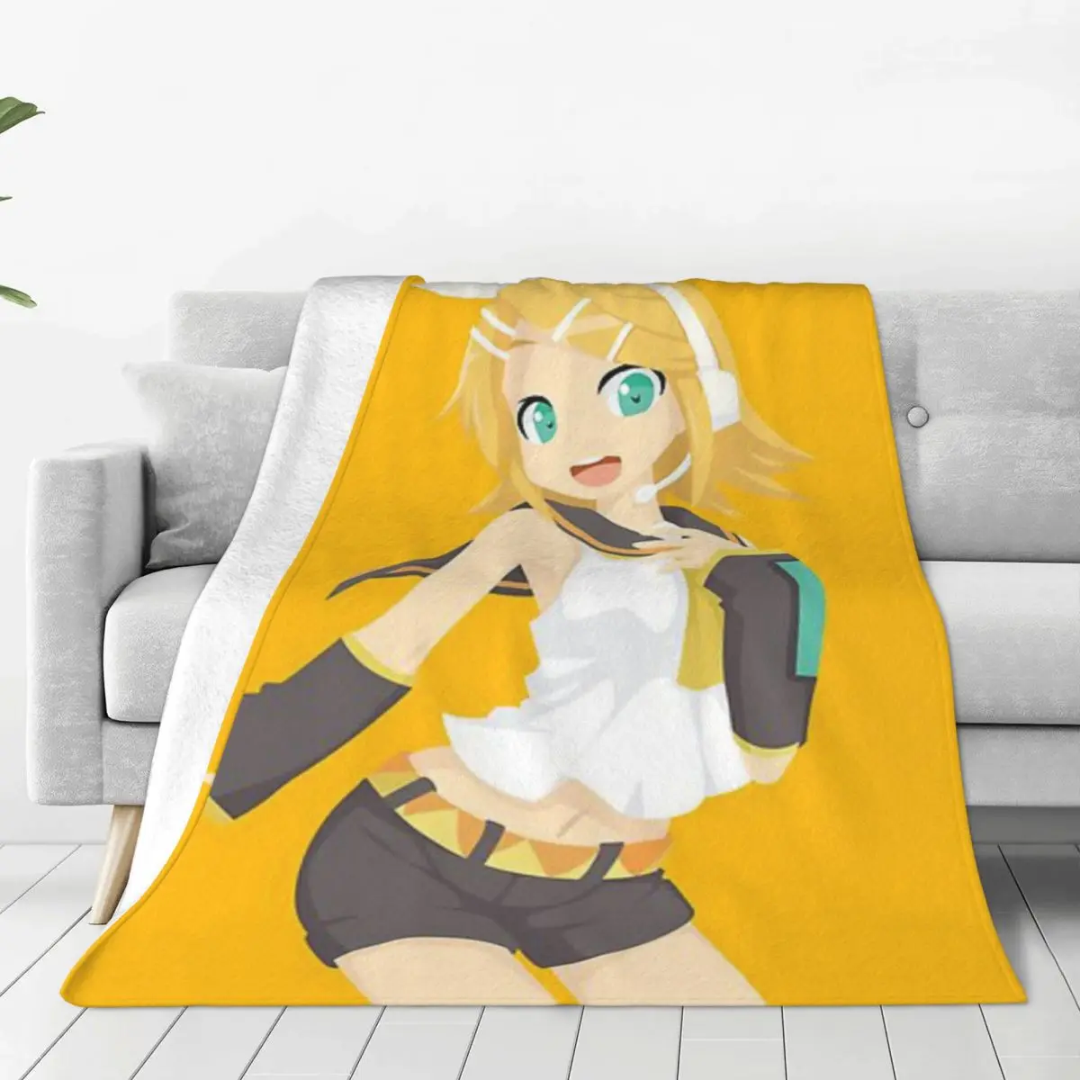 

Kagamine Rin Blanket Flange Textile Decor Portable Super Soft Throw Blankets for Home Office Plush Thin Quilt