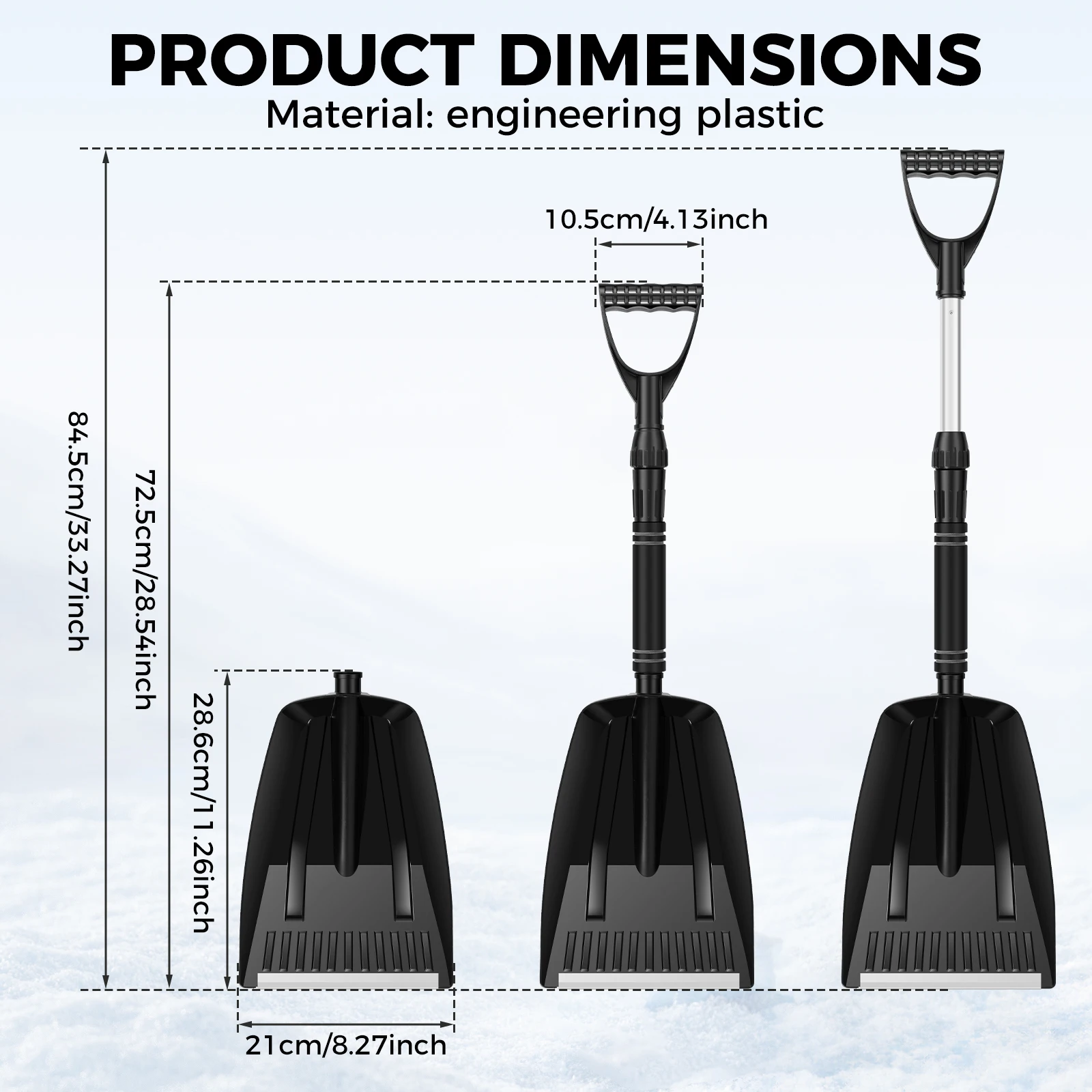 Car Snow Shovel Folding Telescoping Handle Compact Winter Emergency Shovel For Vehicle Trunk Snow Ice Slush Camping Outdoor