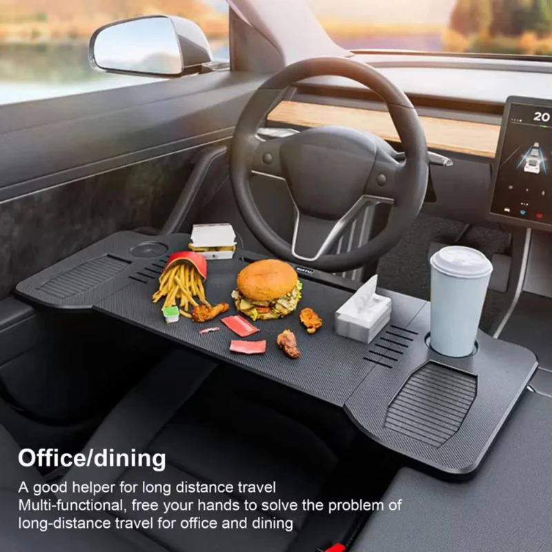 Car small table board Model3/Y special front folding dining table computer office desk car steering wheel table board laptop tab