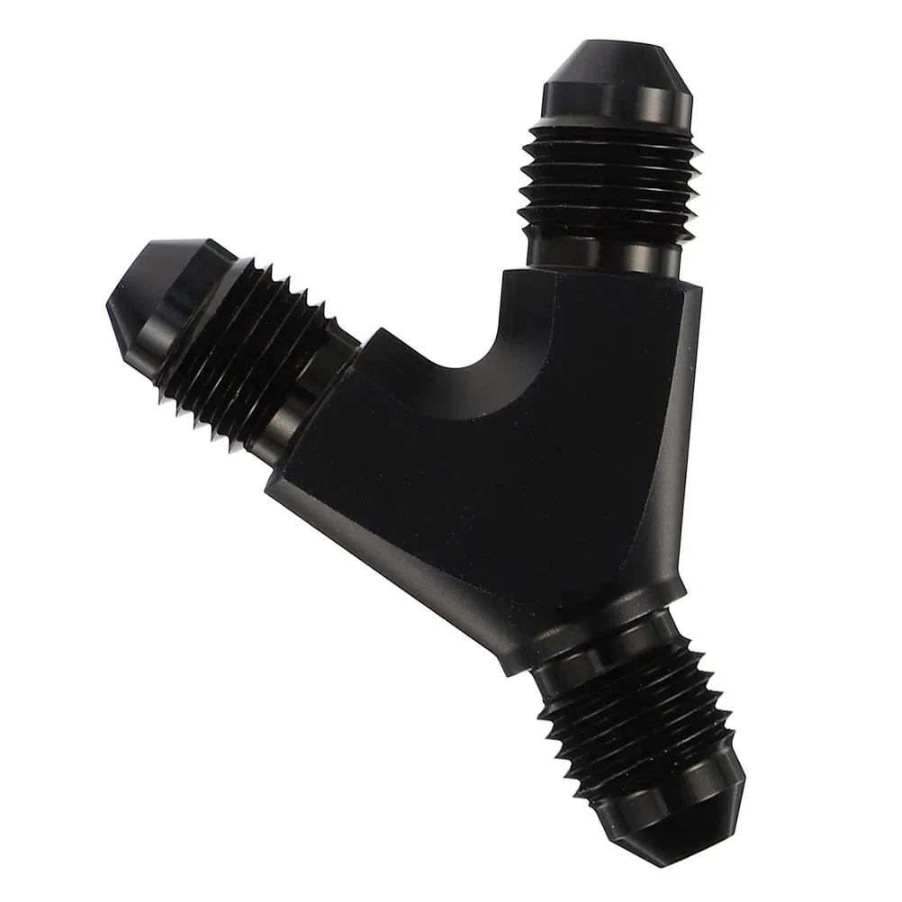 

Aluminum Tee Fittings Black Hose Pipe Adapter Car Connector Fuel Line Splitter Male Flare Y Adapter Durable
