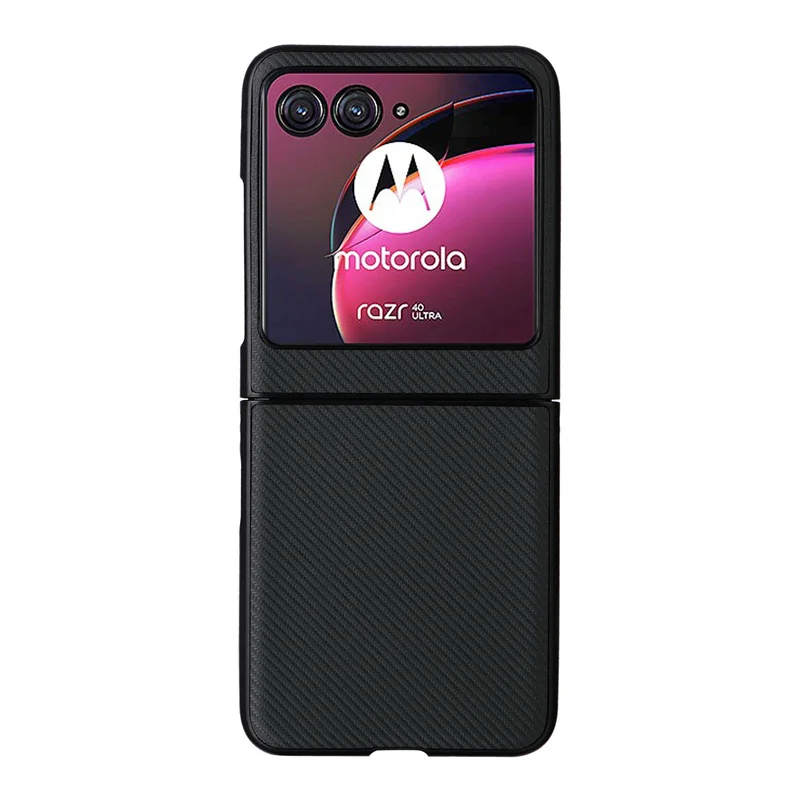 For Motorola Razr 40 Ultra XT2321-3 Case Luxury Carbon Fiber Slim PU Leather and PC Book Cover For Moto Razr 40 Ultra Phone Case