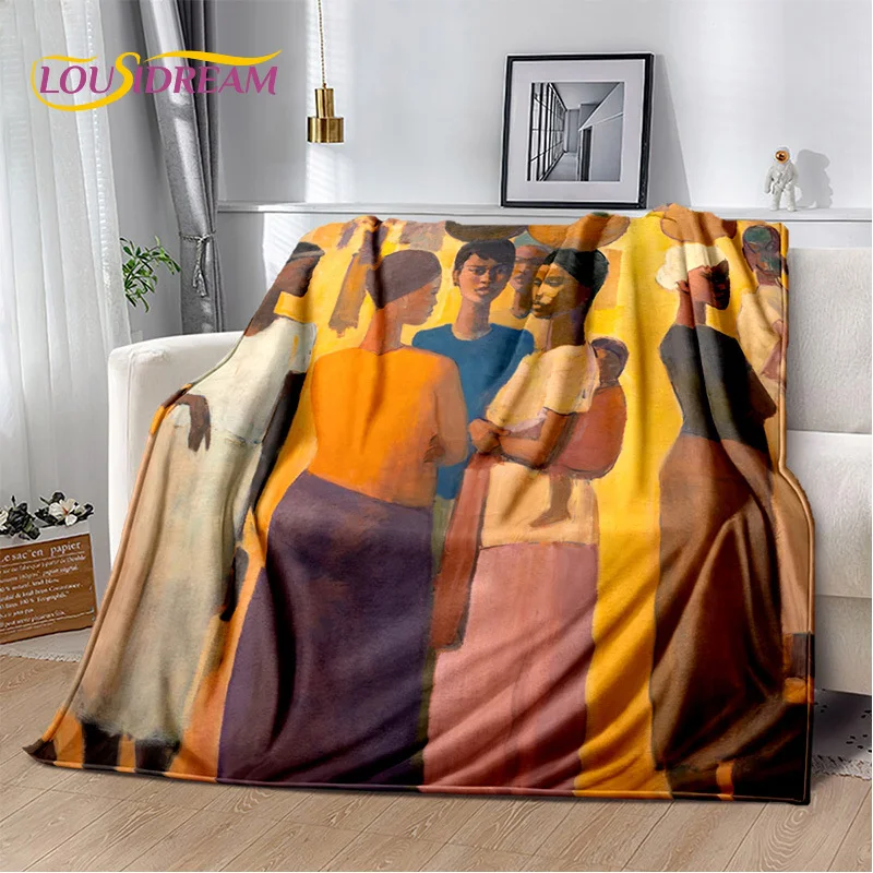 HD Africa Ethiopian Painting Art Cartoon Blanket,Soft Throw Blanket for Home Bedroom Bed Sofa Picnic Travel Office Cover Blanket