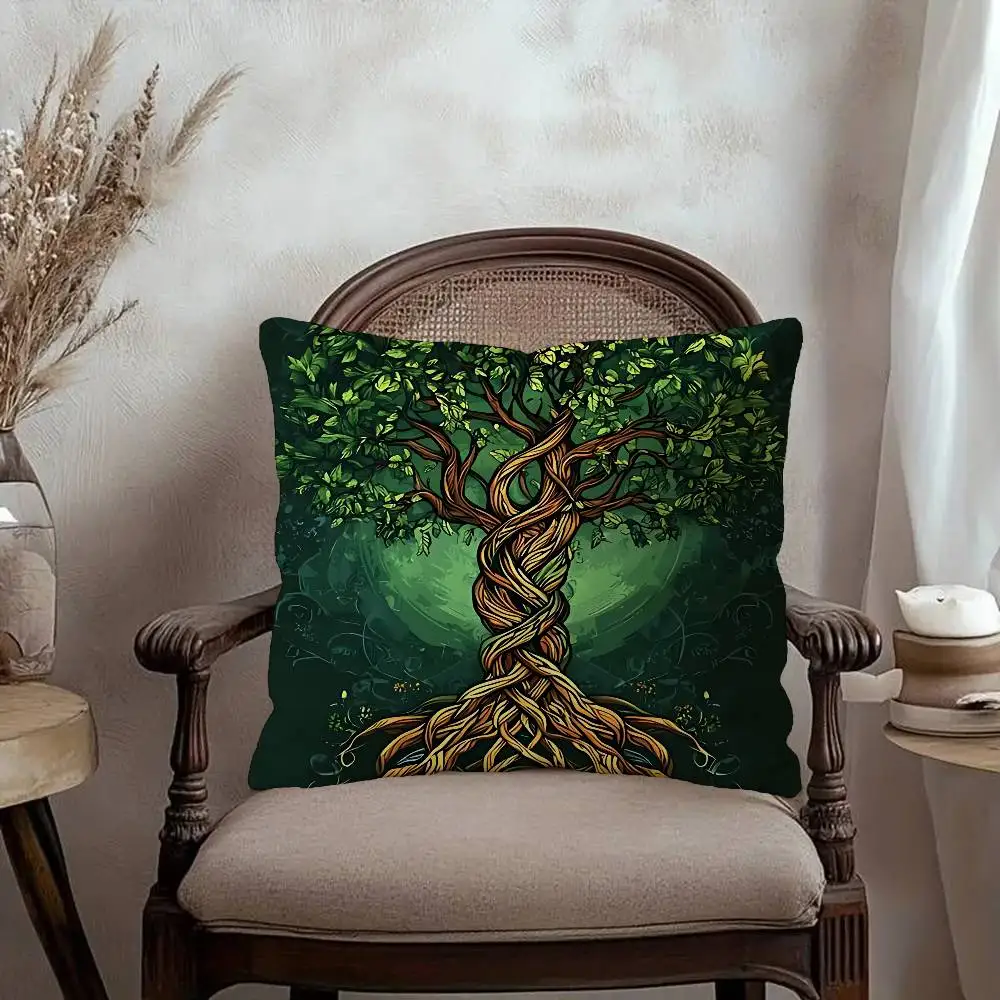 Tree life Yggdrasil Pillow Covers Cartoon Sofa Decorative Home Double-sided Printing Short Plush Cute Cushion Cover