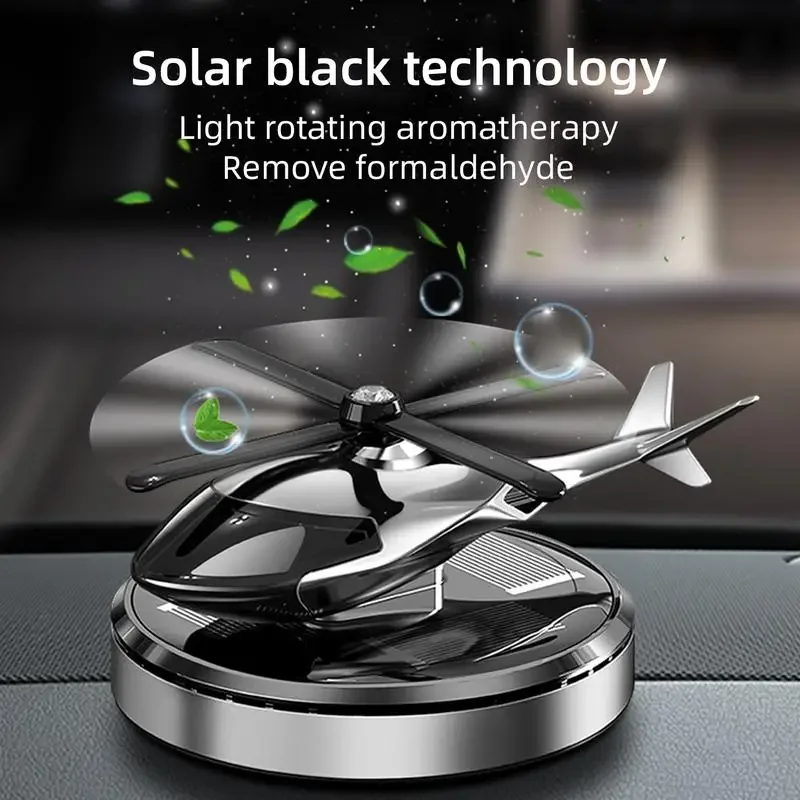 Car Air Freshener Solar Helicopter Decoration Alloy Propeller Rotating Auto Flavoring Perfume Diffuser Car Interior Accessories