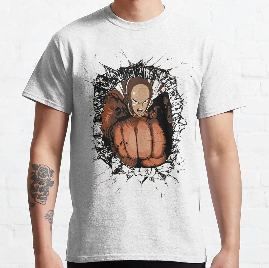 

Funny japan manga ONE PUNCH-MAN Saitama Copy of moment Anime t shirt 100% cotton printed men's clothing plus size clothes