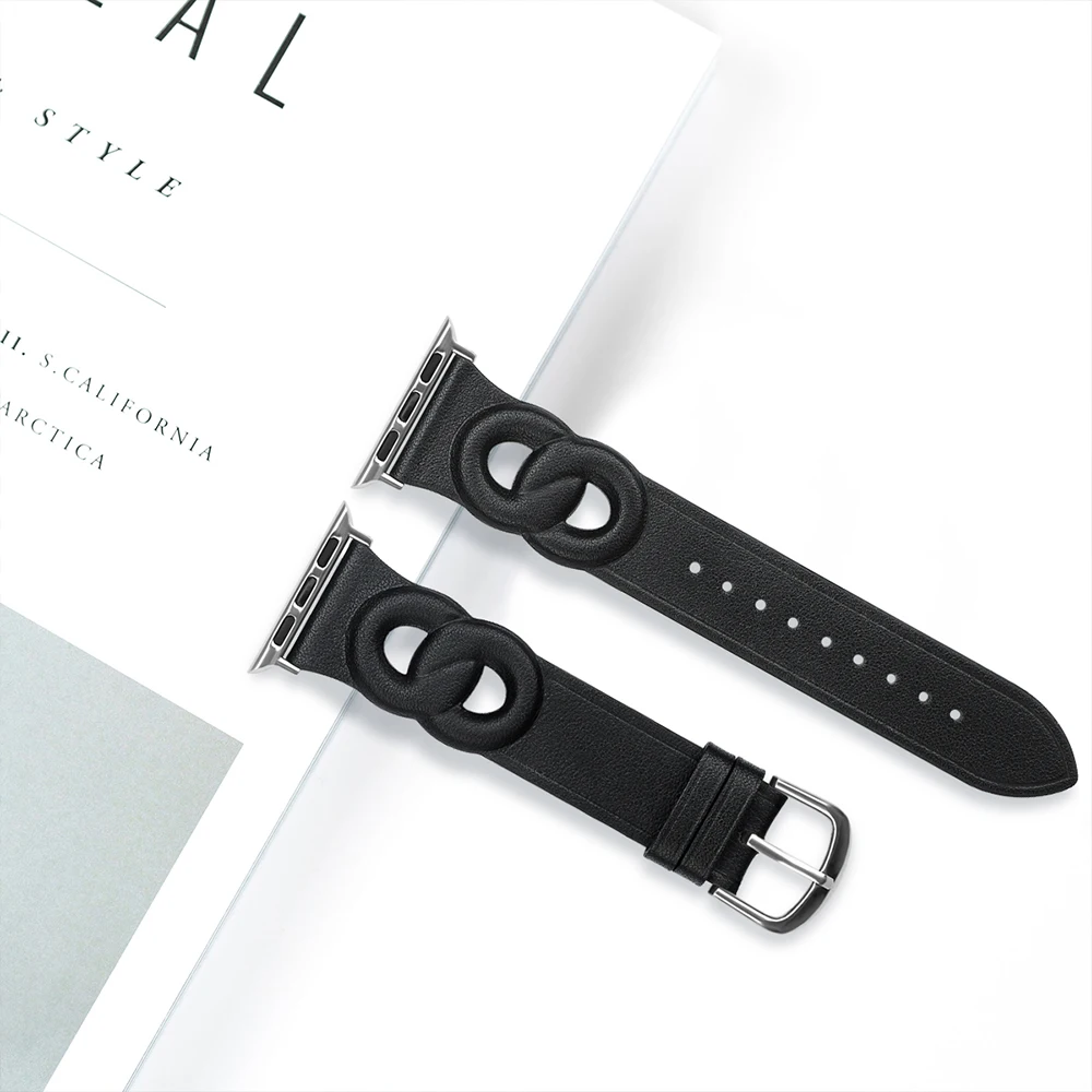 Genuine Leather Strap for Apple Watch Band 44mm 45mm 49mm 42mm 38mm 40mm 41mm Bracelet iWatch Series 8 Ultra 7 6 5 4 3 SE Strap