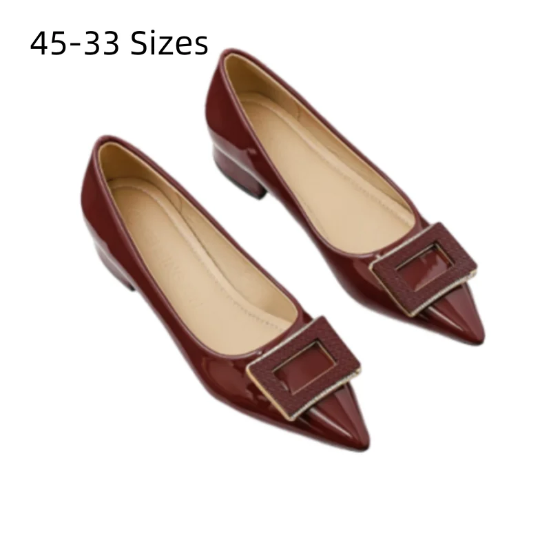 African Shoes For Women Crystal Buckle Low Heels 3cm Shiny Leather Gladiator Heeled Pump 33 45 43 Green Black Statement Shoes