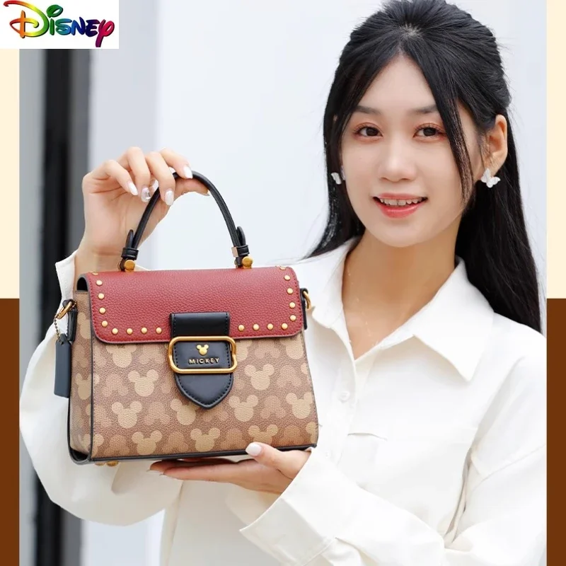 

Disney Retro Fashion Versatile Shoulder Bag for Women, High Quality PU Cartoon Mickey Anime Large Capacity Handbag