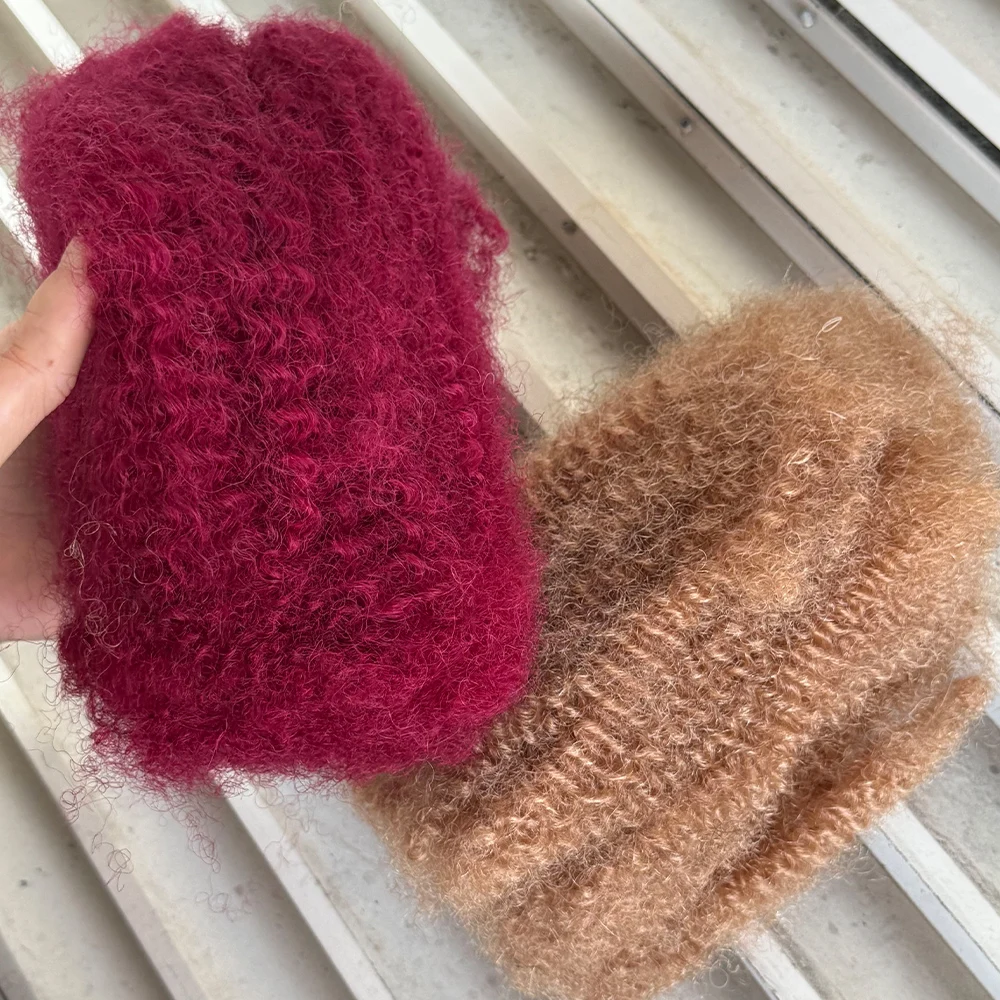 الملونة الأفرو Kinkys السائبة الشعر البشري الكروشيه شعر مستعار بشري الأفرو غريب مجعد الشعر السائبة إصلاح Locs ، تويست ، تجديل الشعر