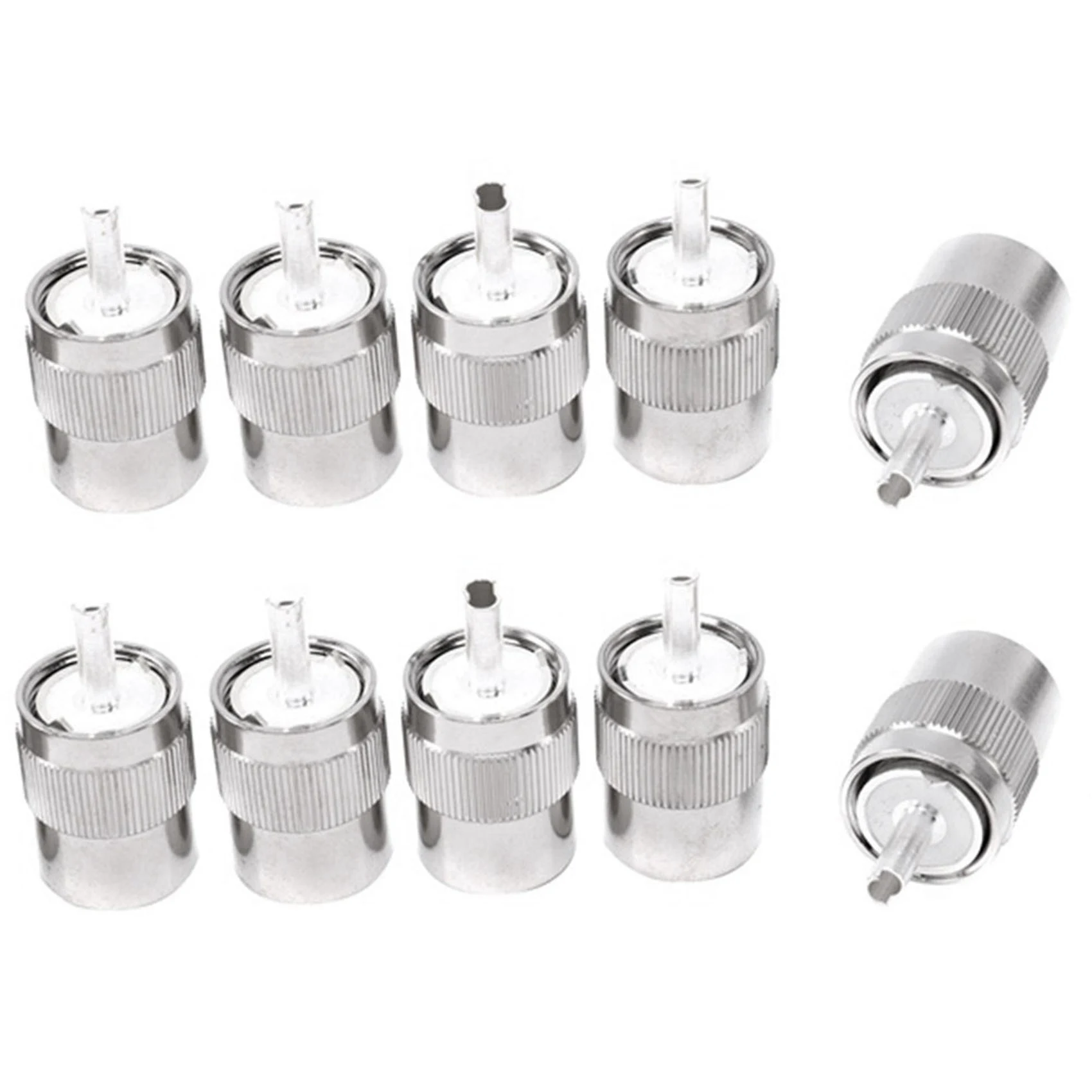 

B03C-10Pcs Разъем UHF Male PL259 Вилка для пайки RG58 RG142 LMR195 RG400 Кабель Серебристый