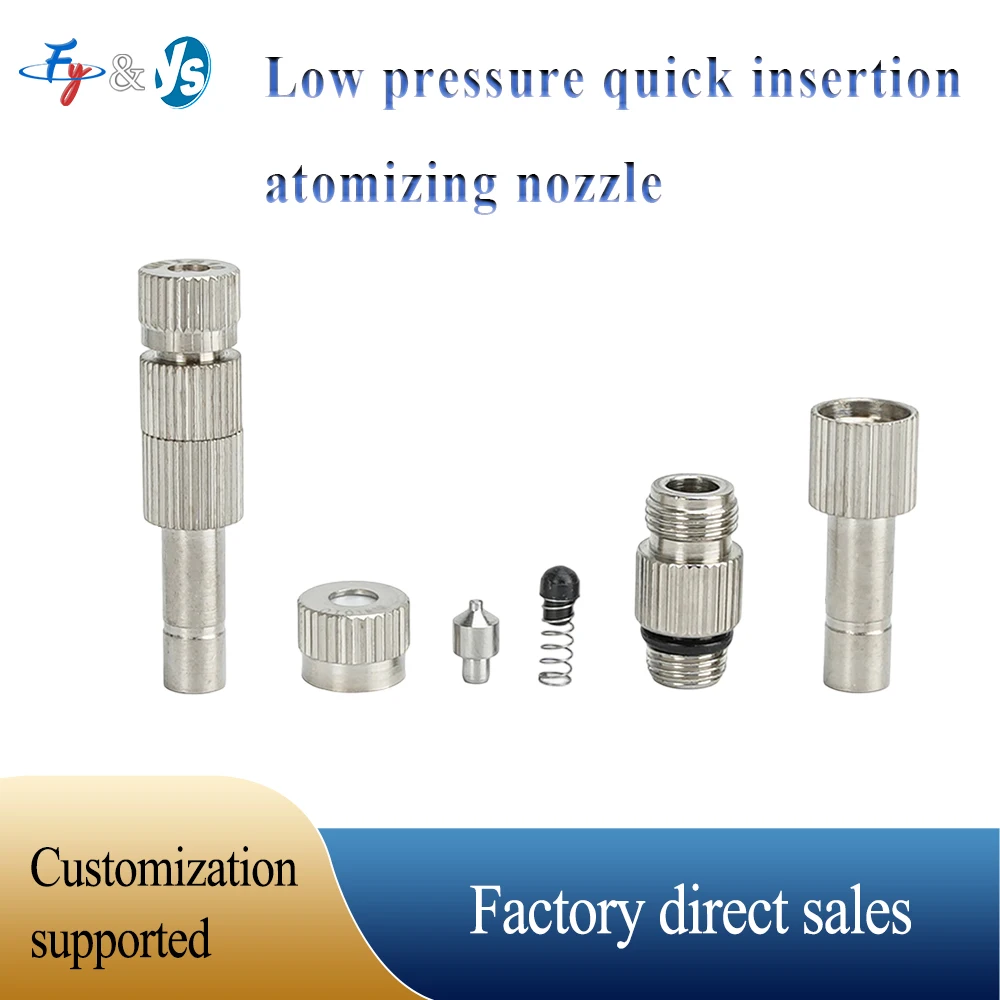

6/8mm Low Pressure Fine Atomization Nozzles Quick-Connect Misting Nozzle 0.15~0.8mm Iwith Filter for Cooling & Irrigation