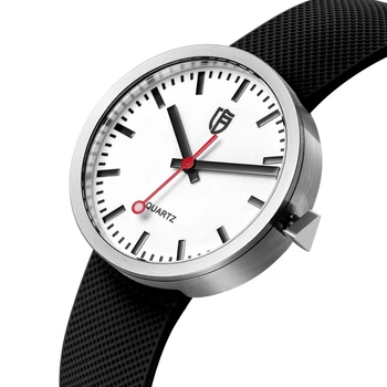 BERNY Erkek/Kadın kuvars saatler 38mm Aydınlık Kadran Demiryolları Spor Safir 5ATM Paslanmaz Çelik Klasik erkek Kol Saati