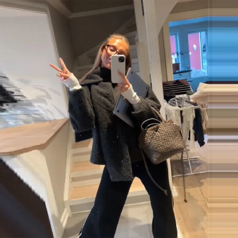 

Women's Vintage Classical Comfortable Wool Coat Autumn Winter Trendy Oversize Scarf Jacket Casual Commuter High Street Clothes