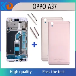 Back Housing Front Middle Frame For Oppo A37 A37M LCD Middle Frame Rear Back Door Battery Cover With Side Button