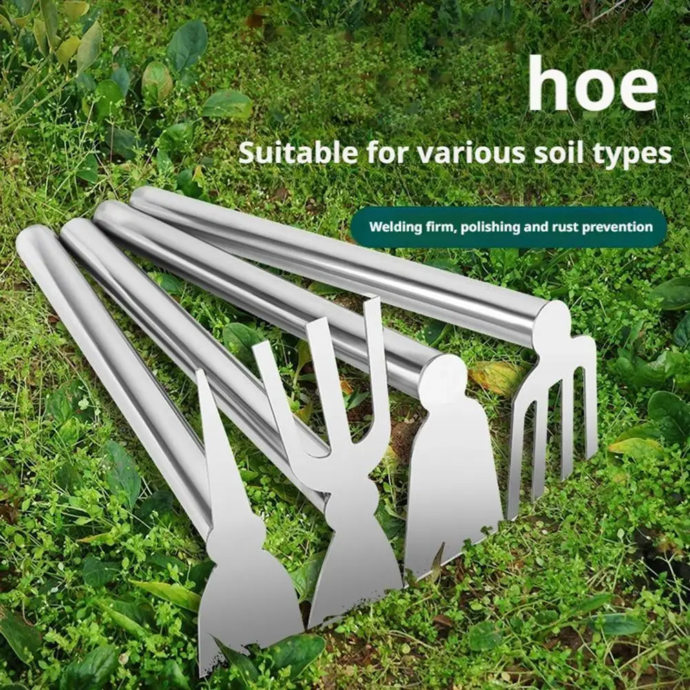 

15 Inch Stainless Steel Garden Hoe Pick Multipurpose Hand Tool Digging Weeding Seeding Turning Soil Mining Tools