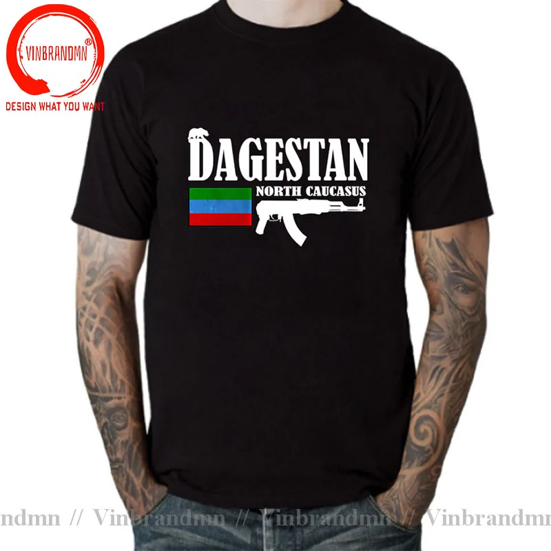 North Caucasus Dagestan Fighter Men's T Shirt Short Sleeve Crewneck Cotton T-shirt for men Trend Fashion Tops Tees