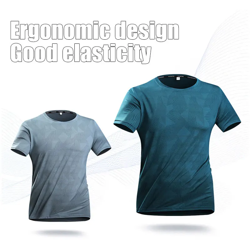 Men's Summer Quick-Drying Short Sleeves Outdoor Jogging Elastic Breathable Cool Sports T-Shirt Men Fitness Casual Short Sleeves