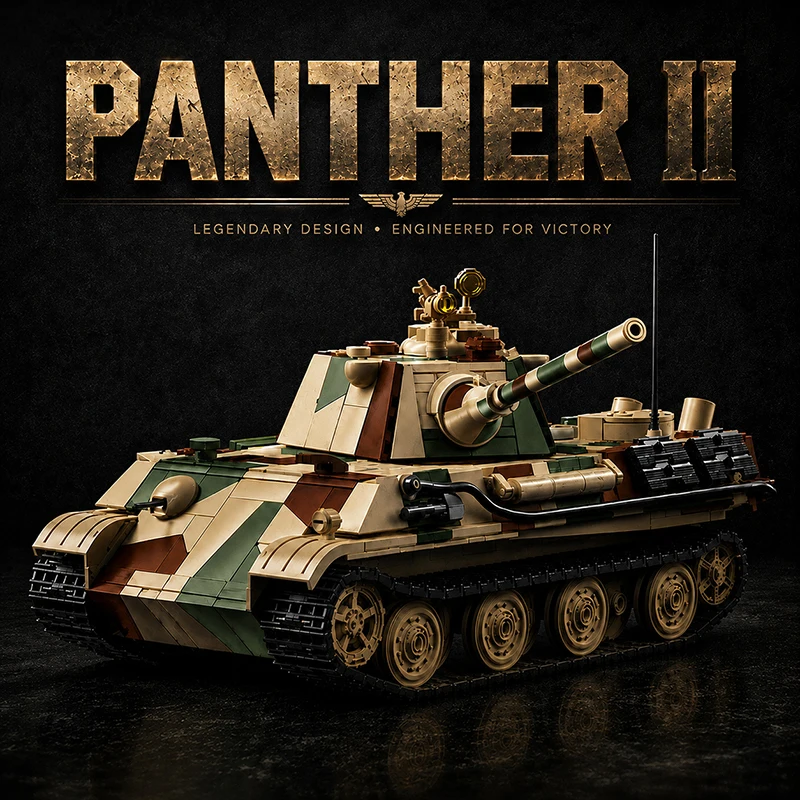 Military Panther 2 Heavy Tank Building Blocks Army Armored Vehicle With Soldier DIY Assembly Bricks Educational Toy Adult Gifts