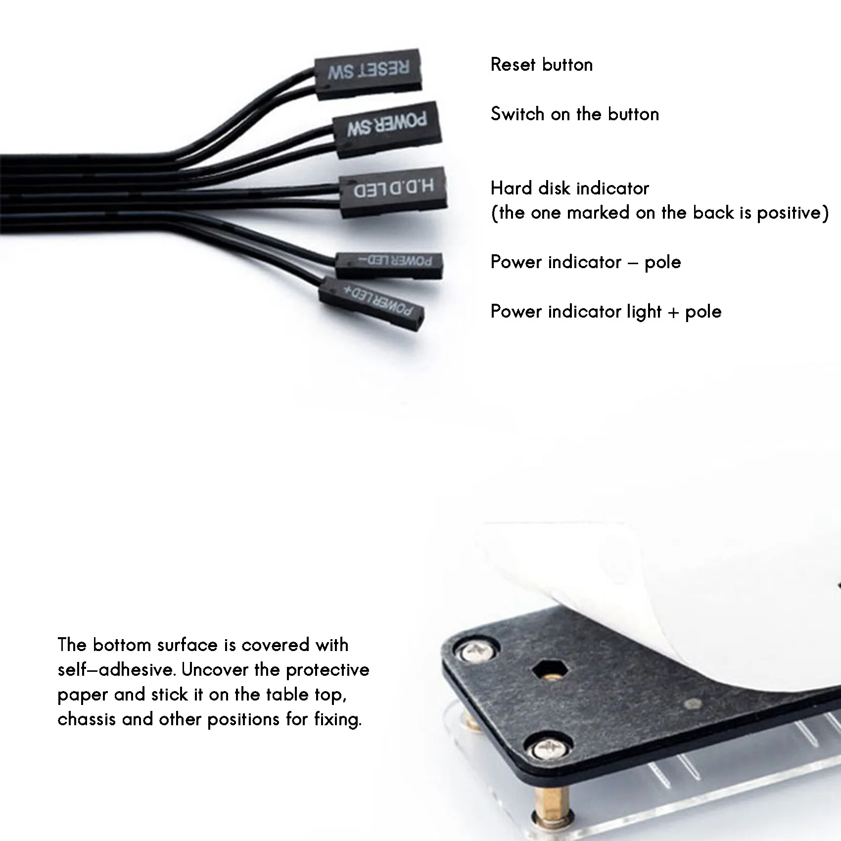 ABKJ-4X Desktop Computer Switch External Power Switch Power Button+Restart Button PC Case Power Supply Button