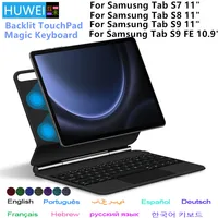 Teclado mágico para Samsung Galaxy Tab S9 FE 10,9 S9 S8 S7 funda con soporte ajustable de 11 pulgadas retroiluminación teclado táctil multilingüe